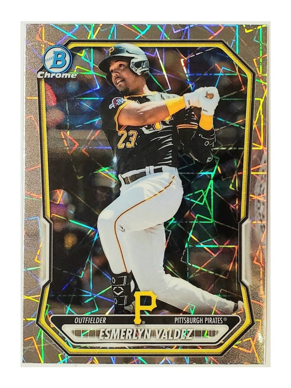 ESMERLYN VALDEZ ROOKIE LASER REFRACTOR 2026 BOWMAN CHROME #BCP-76, PIRATES